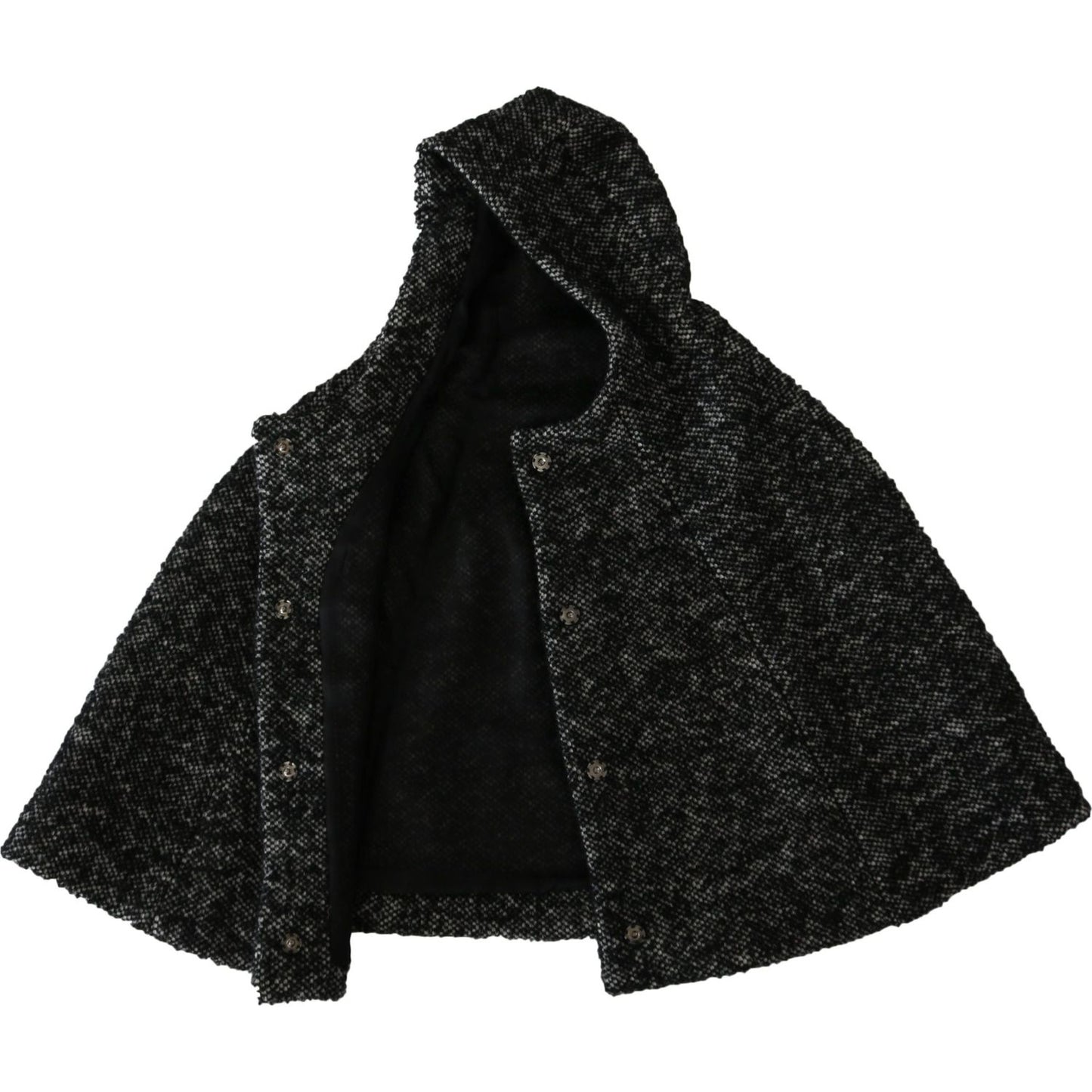 Dolce & Gabbana Elegant Gray Wool Hooded Scarf by Iconic Italian Label Hood Scarf Dolce & Gabbana Black