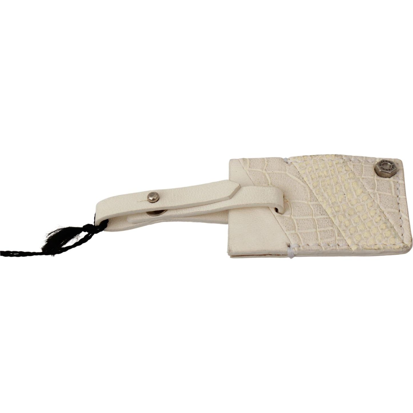 GF Ferre Elegant Beige Leather Keychain Keychain GF Ferre Gray