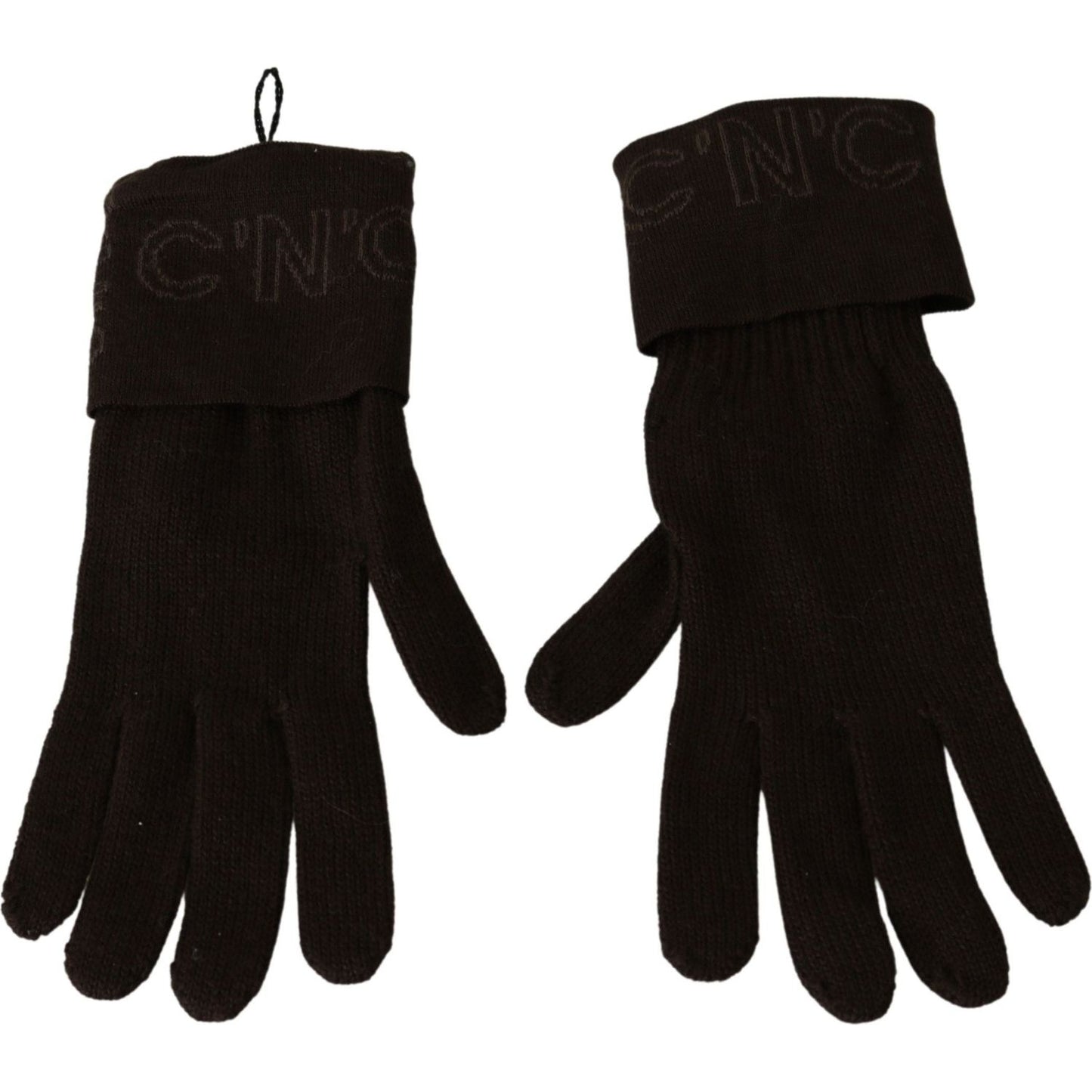 Costume National Elegant Brown Knitted Gloves Costume National Black