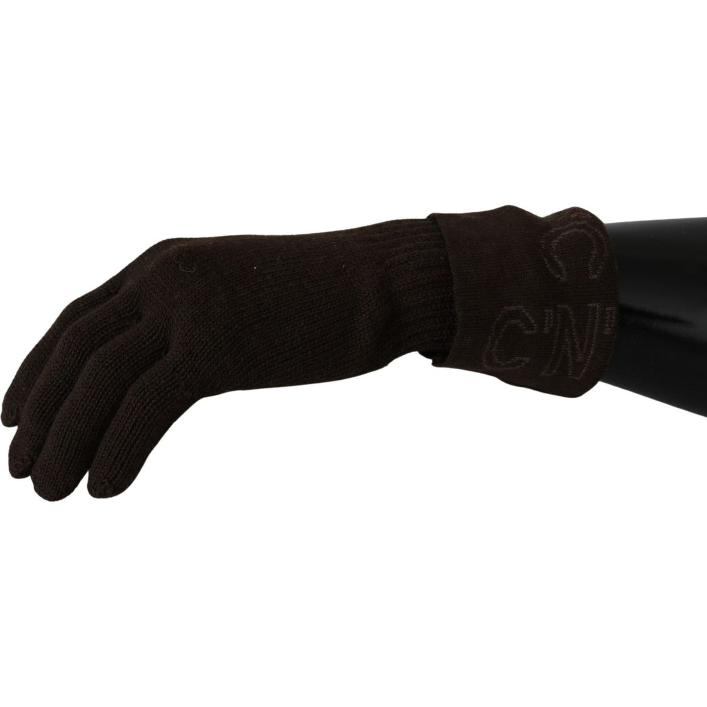 Costume National Elegant Brown Knitted Gloves Costume National Black