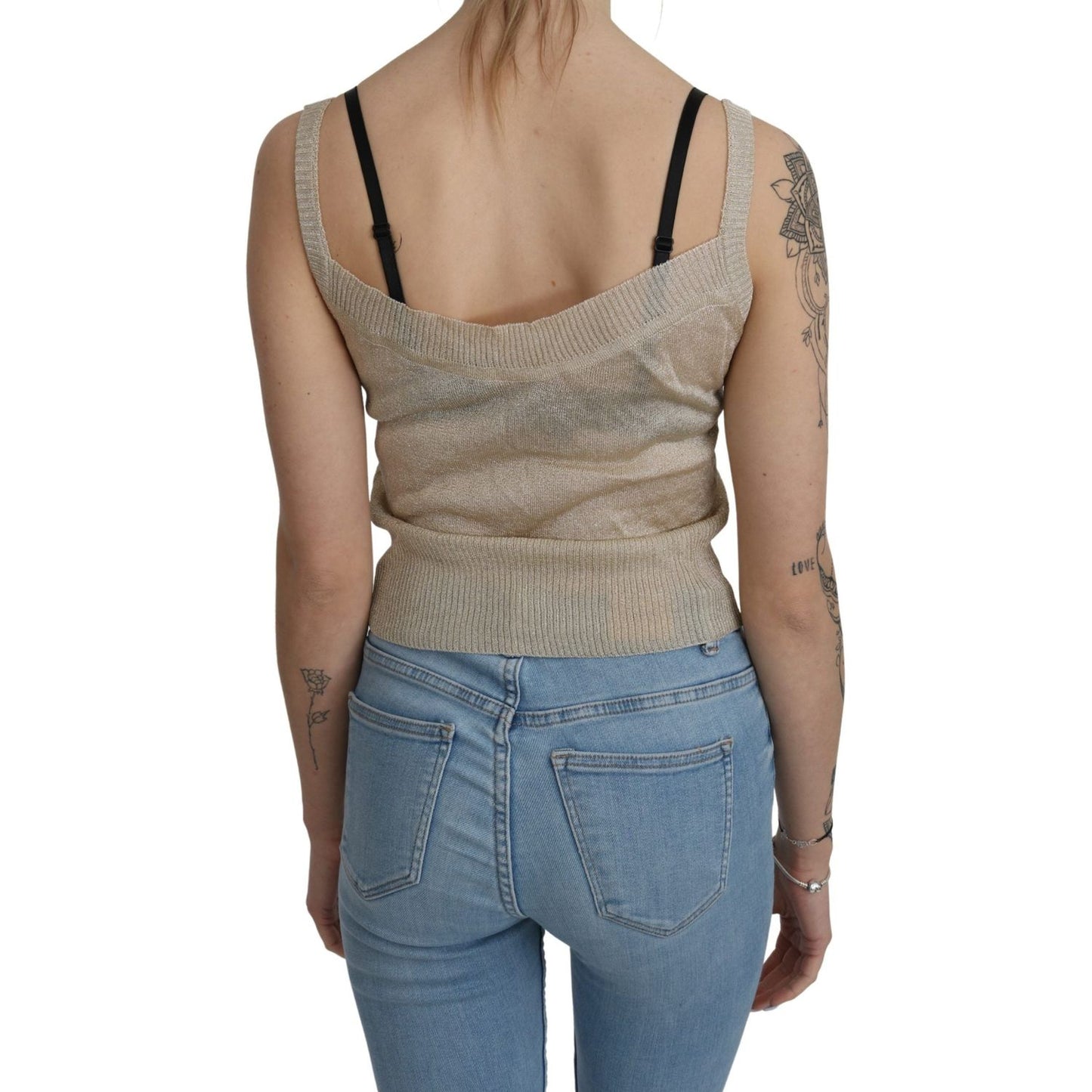 BYBLOS Elegant Beige Sleeveless Spaghetti Strap Tank BYBLOS Slate Gray