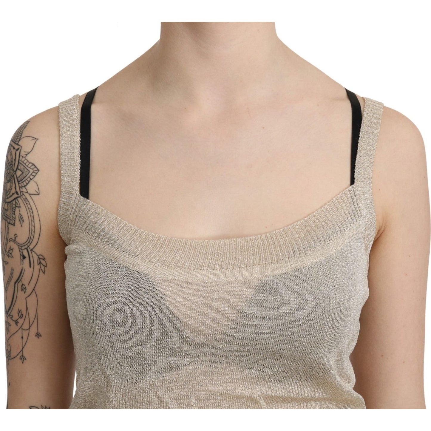BYBLOS Elegant Beige Sleeveless Spaghetti Strap Tank BYBLOS Rosy Brown
