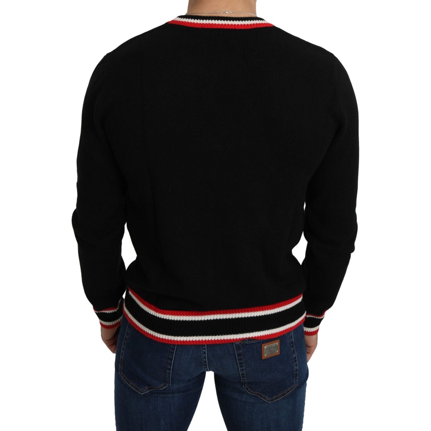 Dolce & Gabbana Elegant Black Cashmere Crew Neck Sweater Dolce & Gabbana Black
