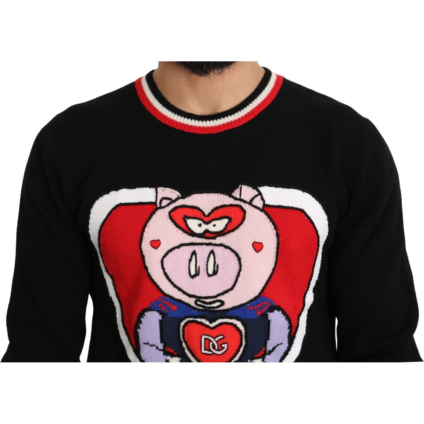 Dolce & Gabbana Elegant Black Cashmere Crew Neck Sweater Dolce & Gabbana Black