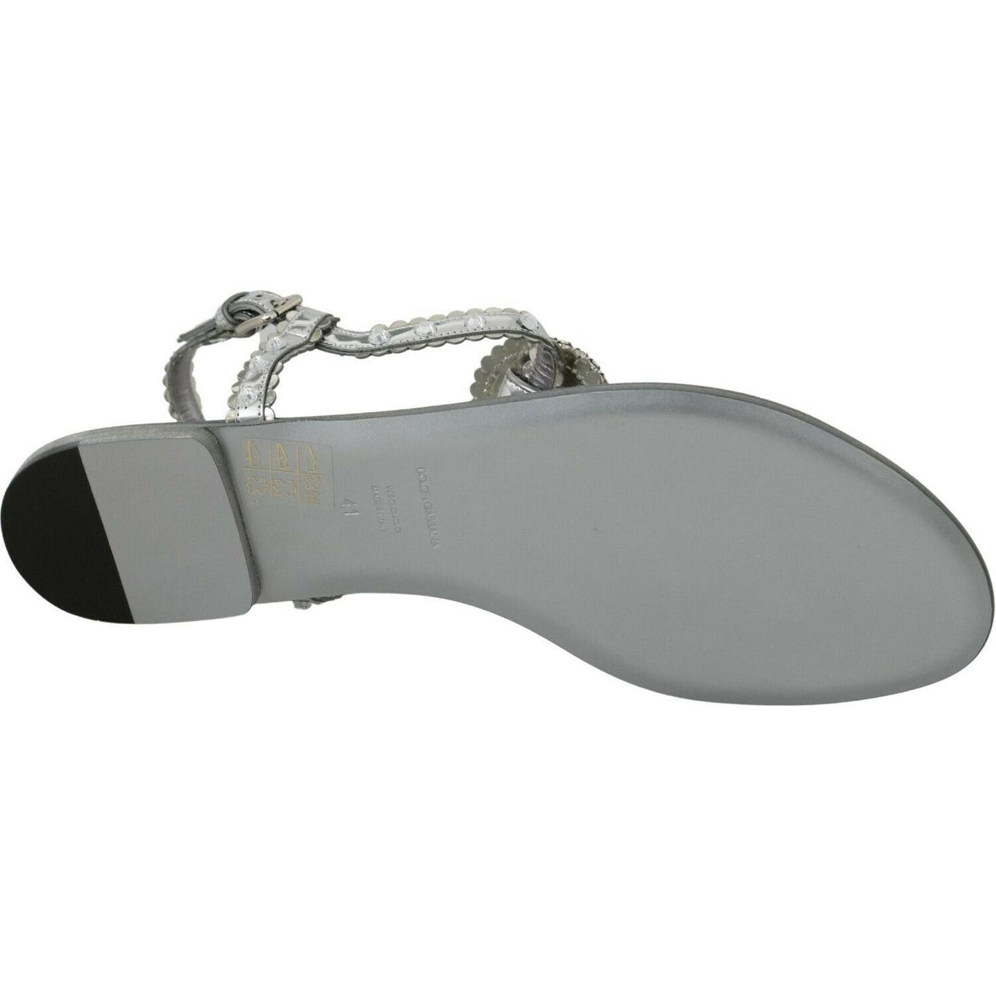 Dolce & Gabbana Elegant Silver Flats with Crystal Embellishments Dolce & Gabbana Light Slate Gray