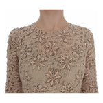 Dolce & Gabbana Beige Floral Lace Sheath Maxi Dress