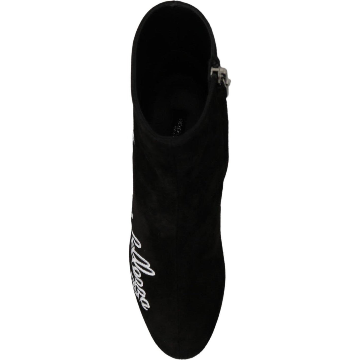 Dolce & Gabbana Chic Embroidered Ankle Boots Dolce & Gabbana Black