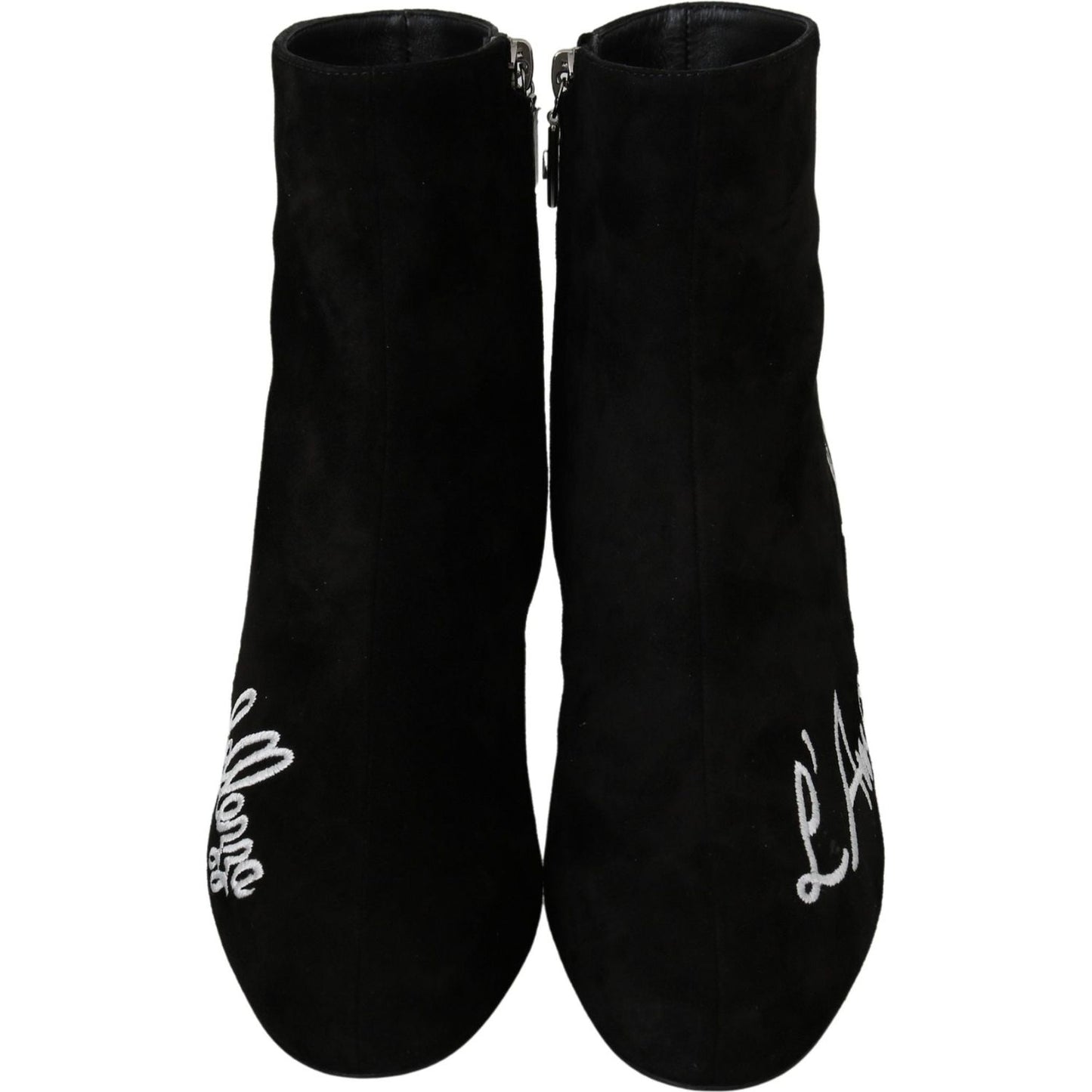 Dolce & Gabbana Chic Embroidered Ankle Boots Dolce & Gabbana Black