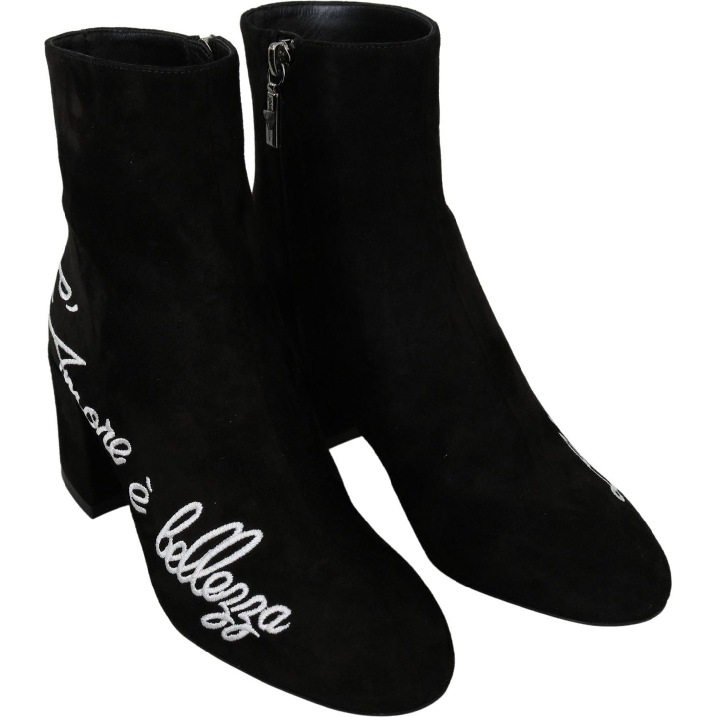Dolce & Gabbana Chic Embroidered Ankle Boots Dolce & Gabbana Black