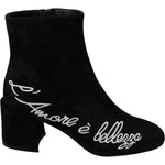 Dolce & Gabbana Black Suede L'Amore E'Bellezza Boots Shoes LA7048-35