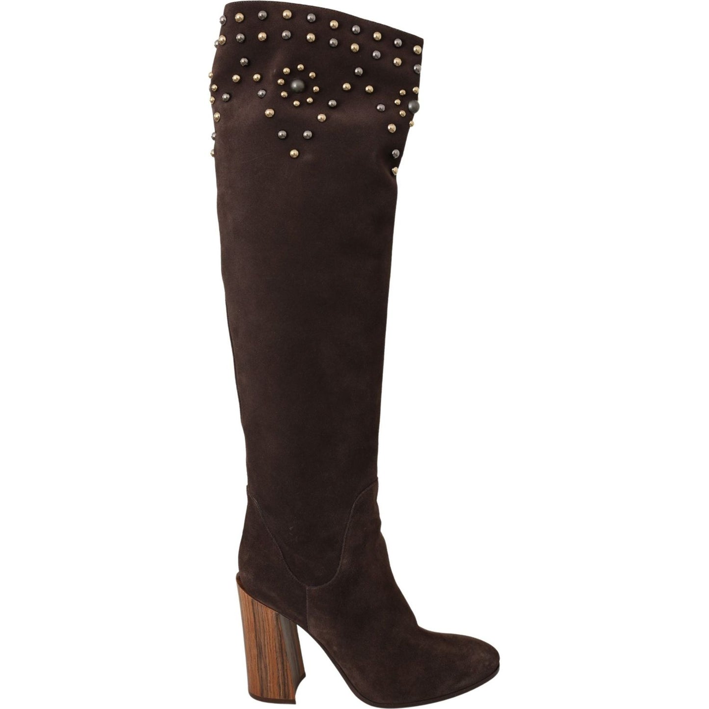 Dolce & Gabbana Studded Suede Knee High Boots in Brown Dolce & Gabbana Dark Slate Gray
