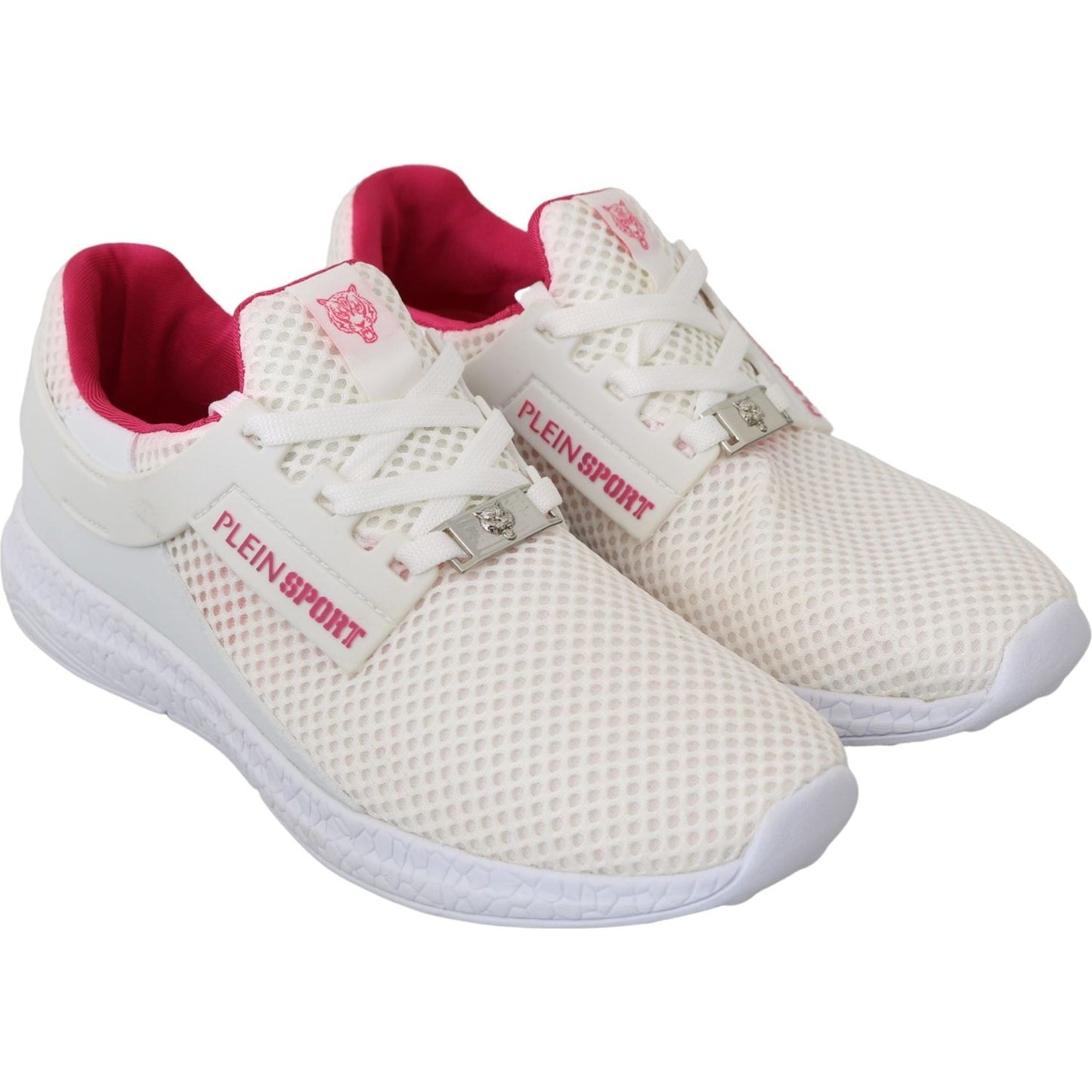 Philipp Plein Chic White Becky Sneakers with Pink Accents WOMAN SNEAKERS Philipp Plein Light Gray