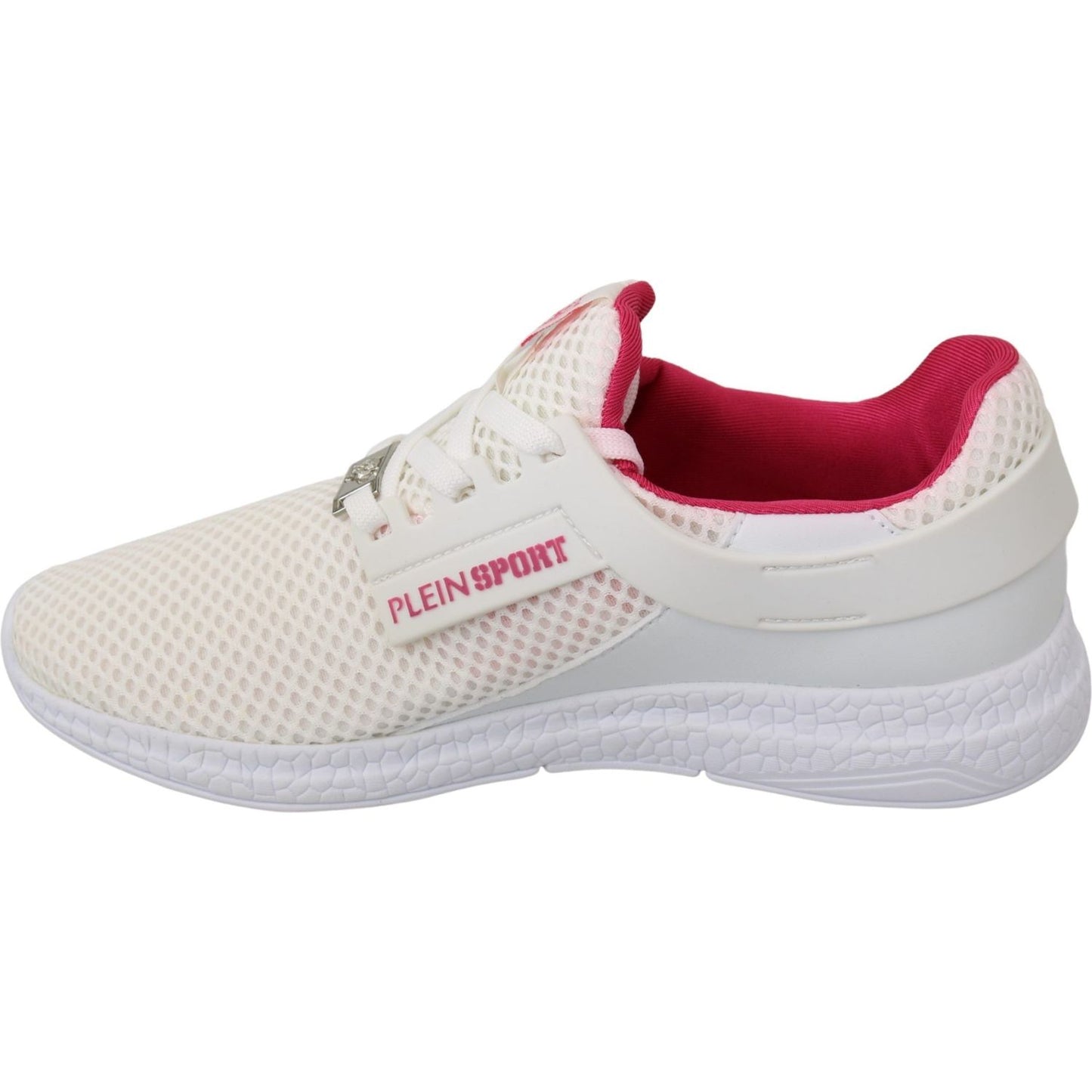Philipp Plein Chic White Becky Sneakers with Pink Accents WOMAN SNEAKERS Philipp Plein Light Gray