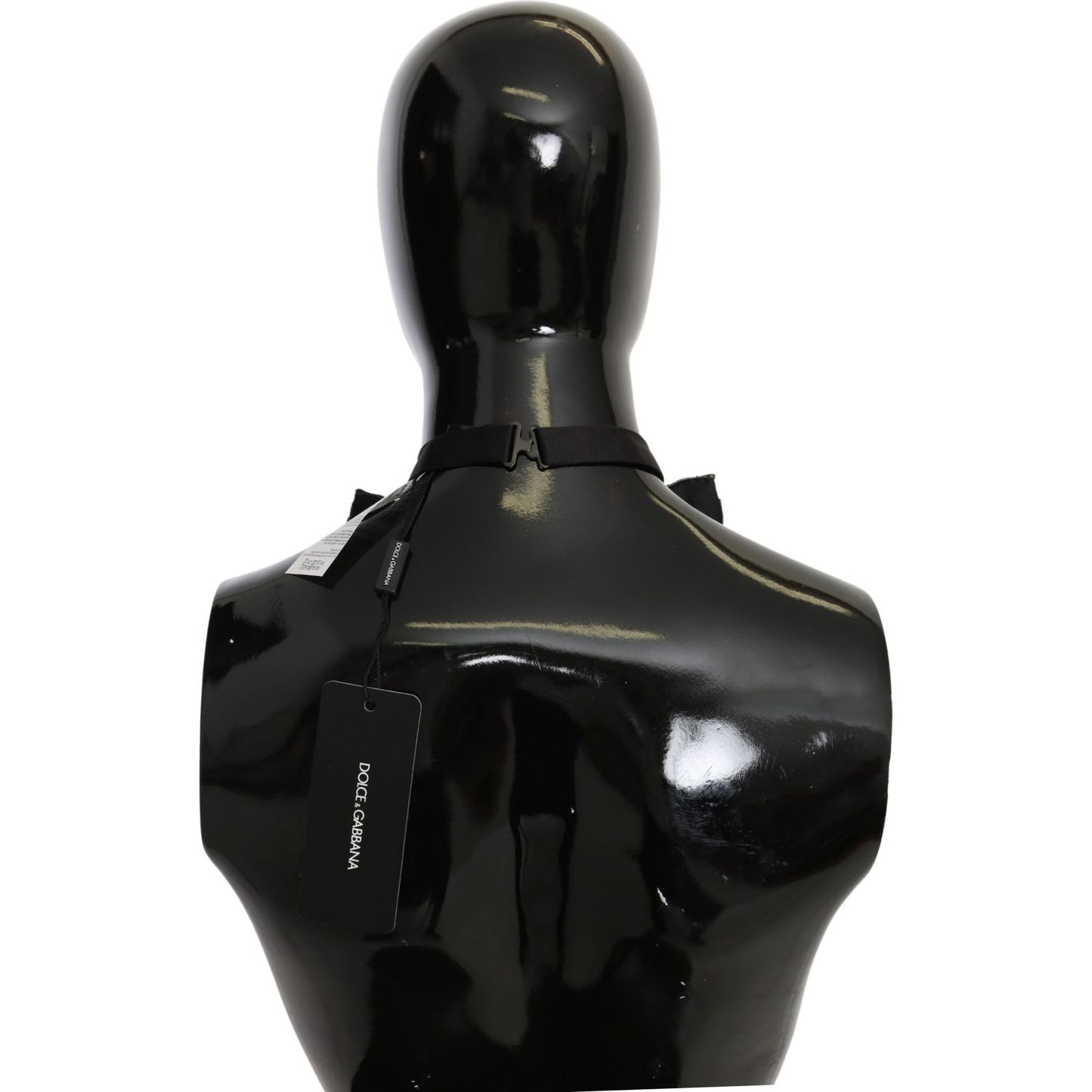 Dolce & Gabbana Elegant Silver Silk Bowtie Necklace Dolce & Gabbana Black