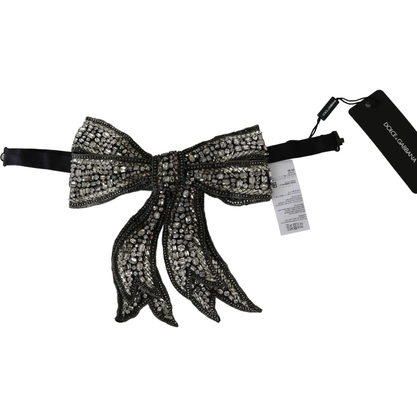 Dolce & Gabbana Elegant Silver Silk Bowtie Necklace Dolce & Gabbana Black