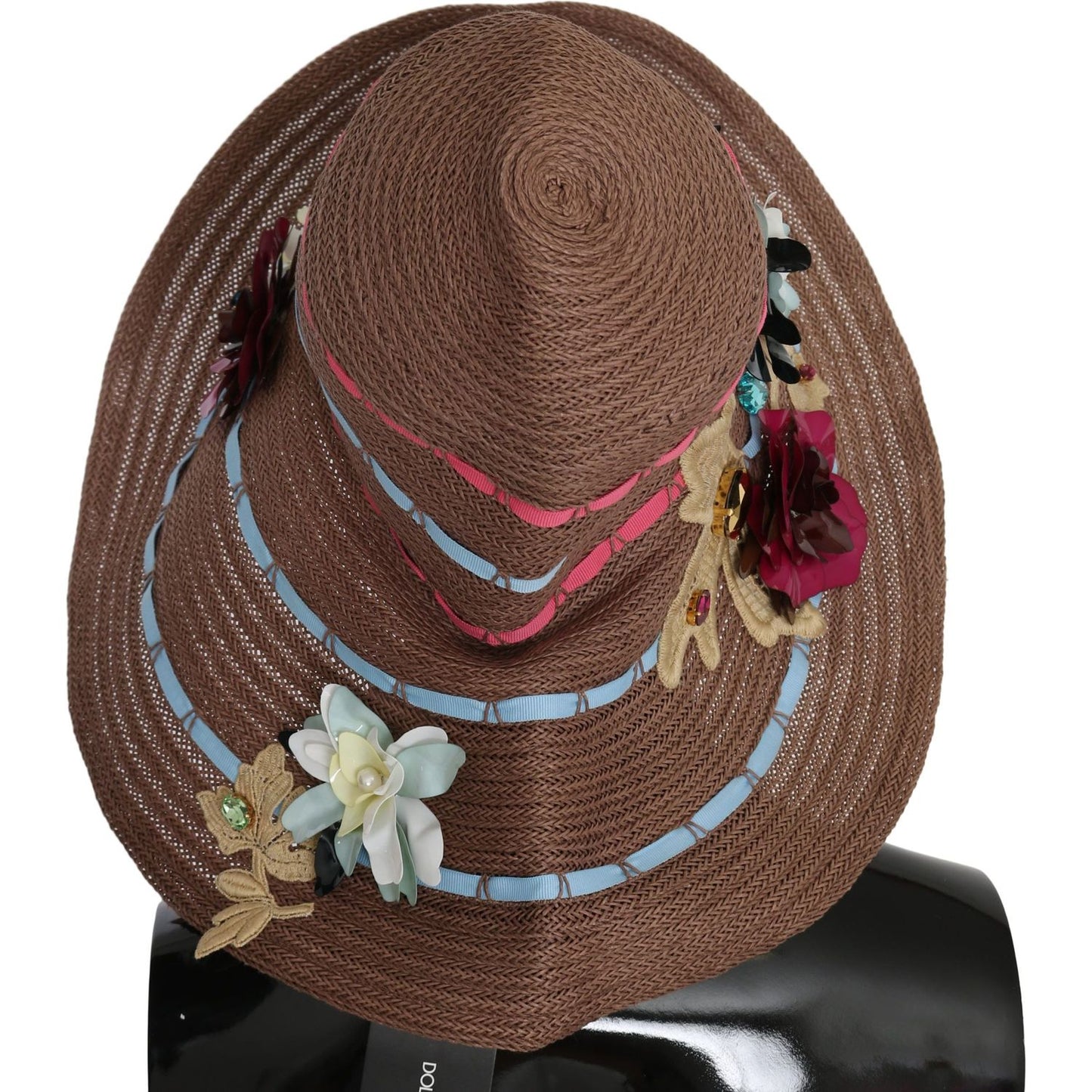 Dolce & Gabbana Elegant Floppy Straw Hat with Floral Accents Hat Dolce & Gabbana Dark Olive Green