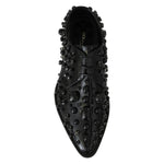 Dolce & Gabbana Black Leather Crystals Dress Broque Shoes LA7210-39