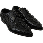 Dolce & Gabbana Black Leather Crystals Dress Broque Shoes LA7210-39