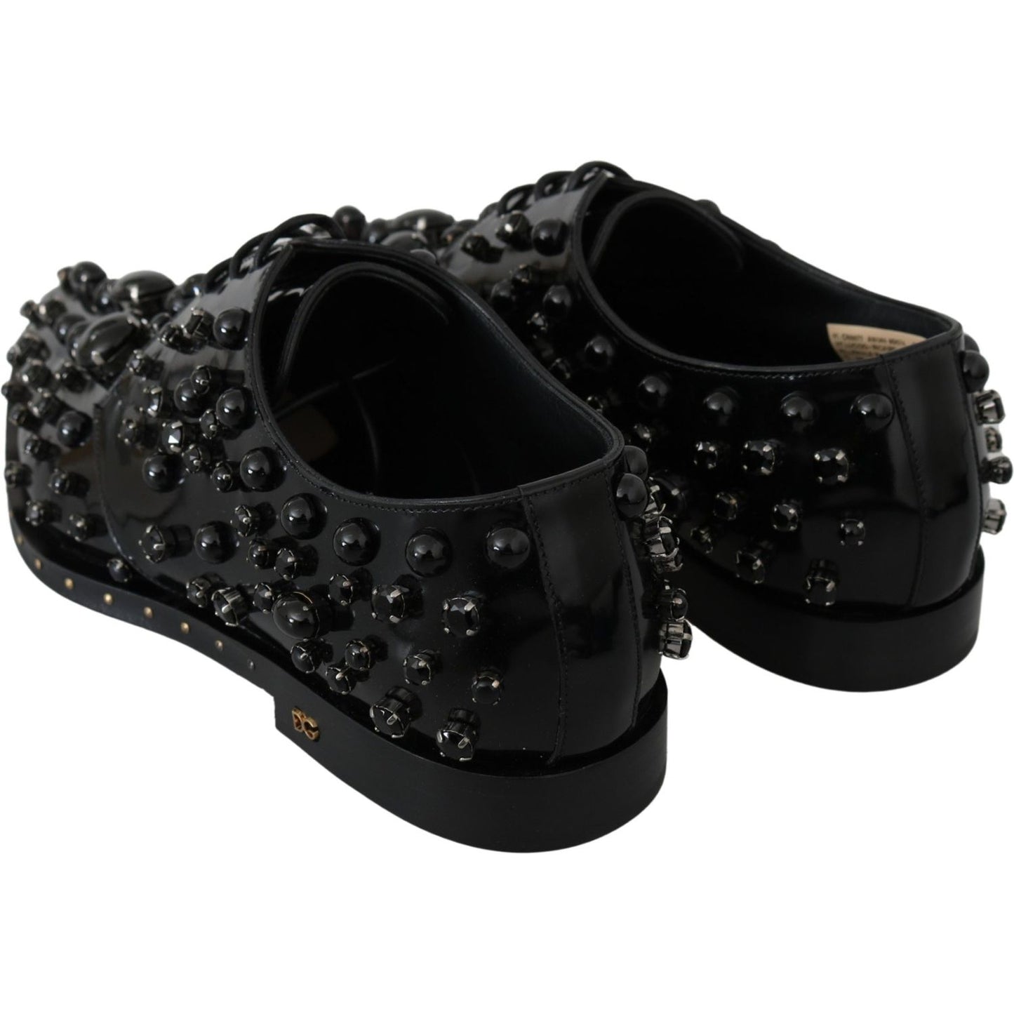Dolce & Gabbana Black Leather Crystals Dress Broque Shoes LA7210-39