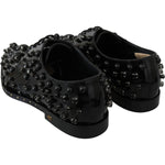 Dolce & Gabbana Black Leather Crystals Dress Broque Shoes LA7210-39