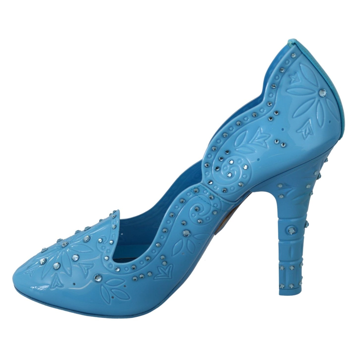 Dolce & Gabbana Blue Crystal Floral CINDERELLA Heels Shoes