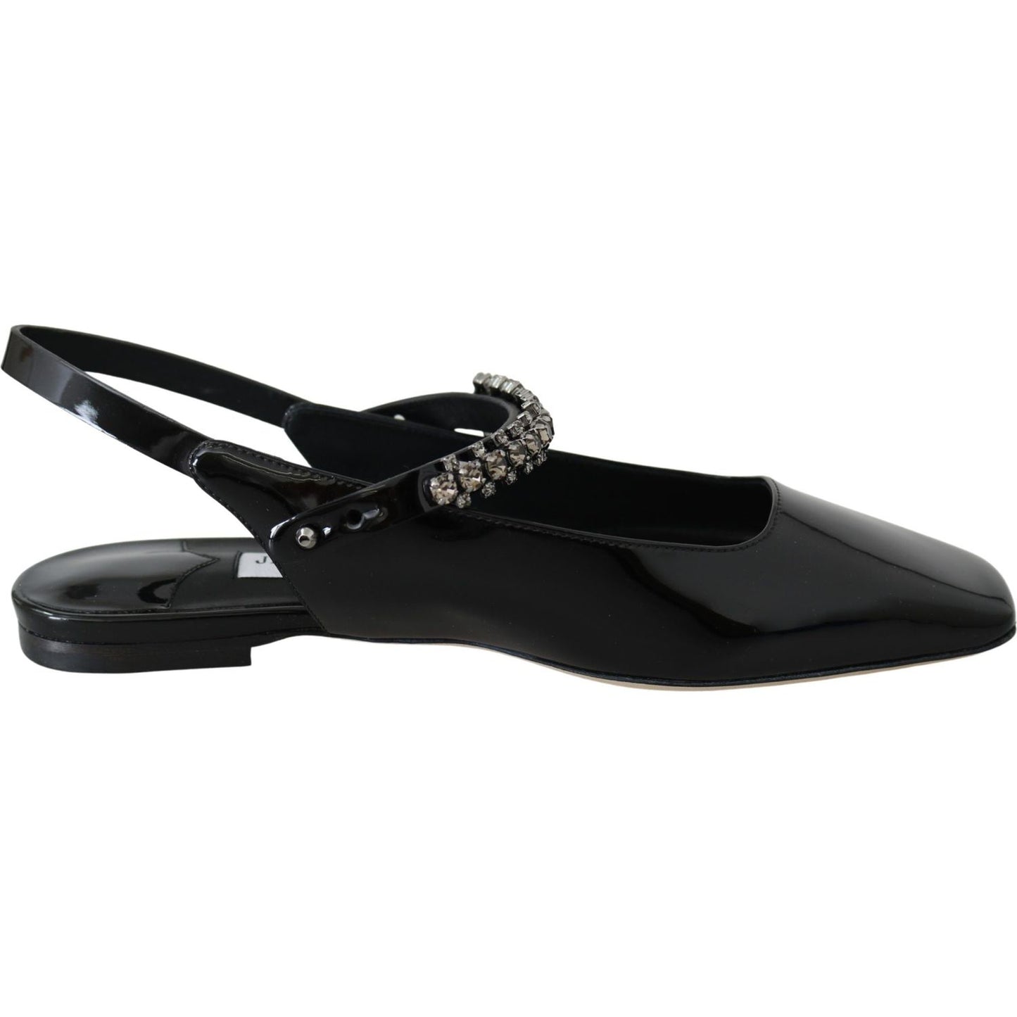 Jimmy Choo Elegant Black Patent Flats with Crystal Accent Jimmy Choo Black