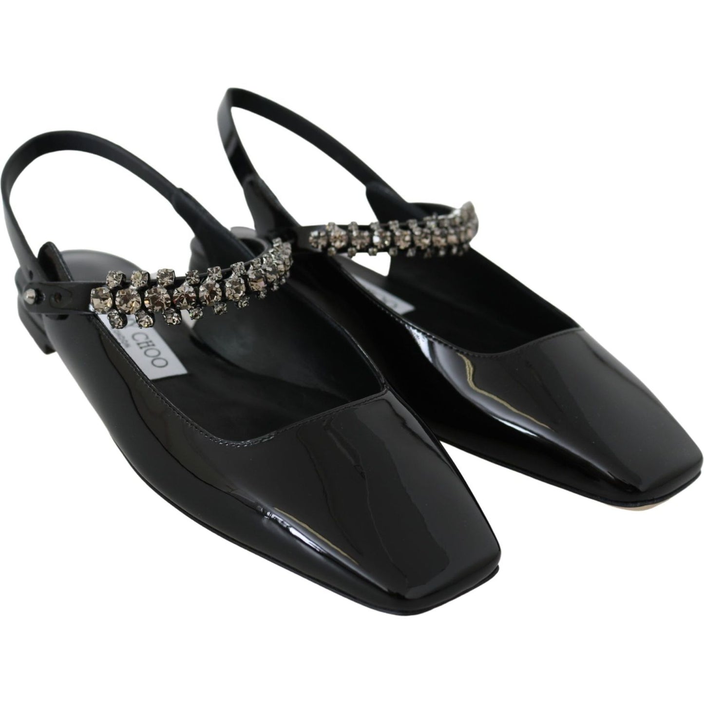 Jimmy Choo Elegant Black Patent Flats with Crystal Accent Jimmy Choo Black