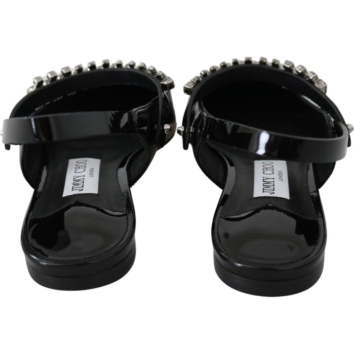 Jimmy Choo Elegant Black Patent Flats with Crystal Accent Jimmy Choo Black
