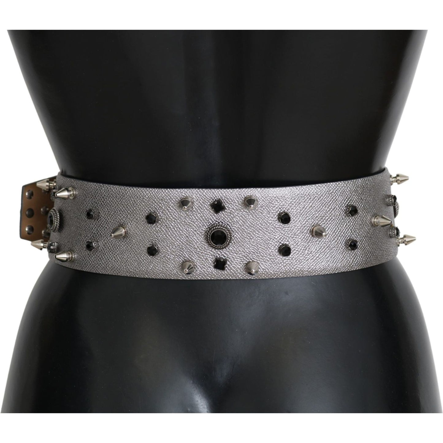 Dolce & Gabbana Stunning Silver Leather Crystal-Studded Belt Dolce & Gabbana Dark Slate Gray
