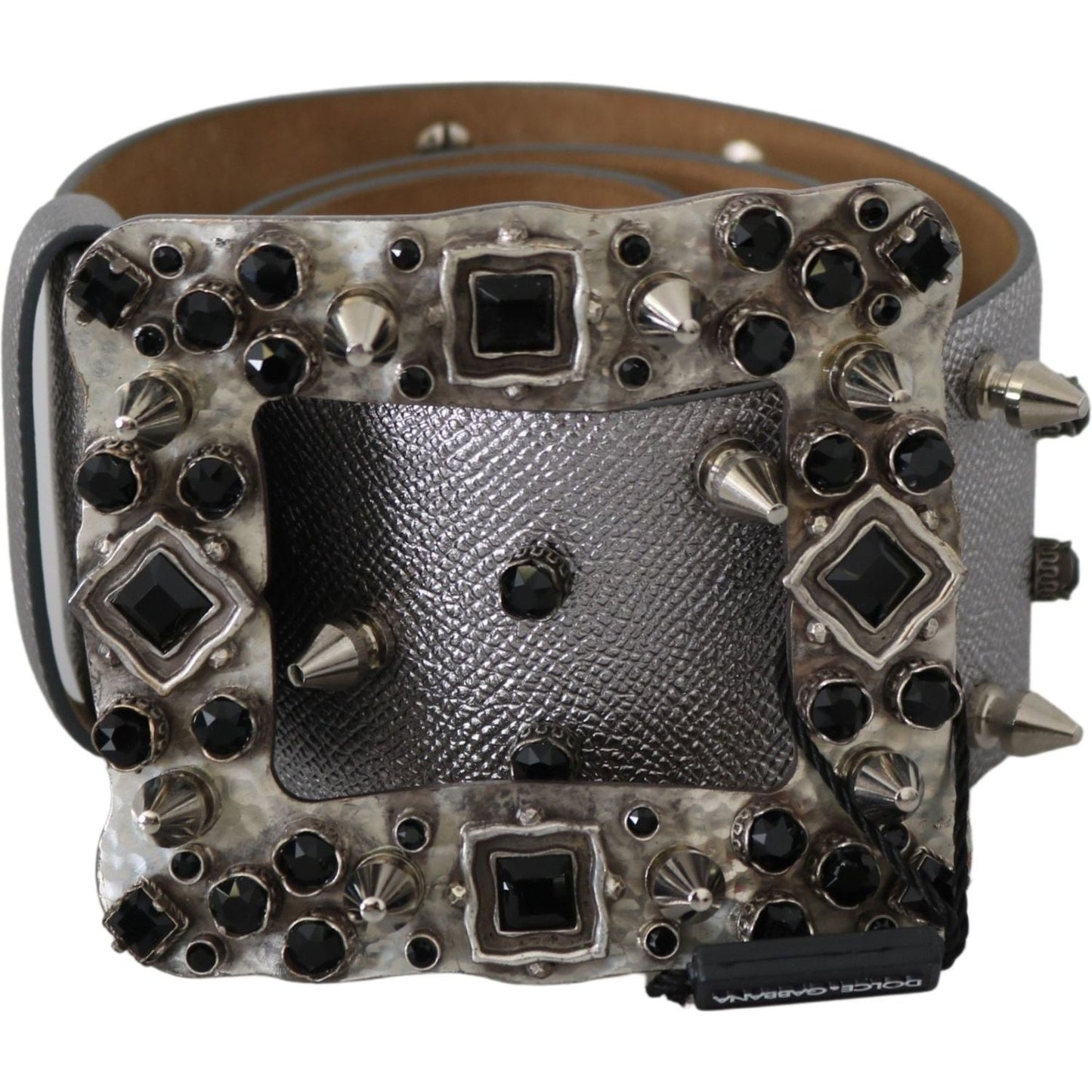 Dolce & Gabbana Stunning Silver Leather Crystal-Studded Belt Dolce & Gabbana Dark Slate Gray