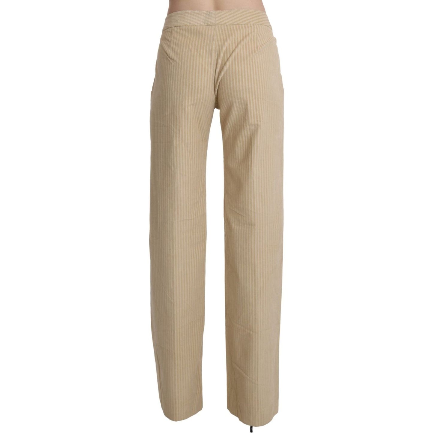 Ermanno Scervino Chic Beige High-Waist Wide Leg Pants Jeans & Pants Ermanno Scervino Rosy Brown