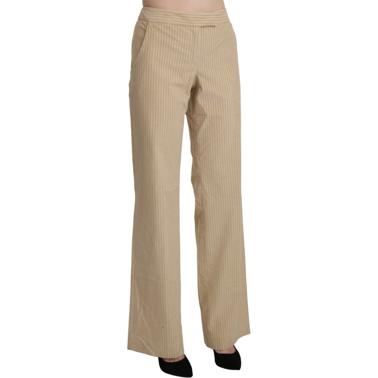 Ermanno Scervino Chic Beige High-Waist Wide Leg Pants Jeans & Pants Ermanno Scervino Rosy Brown