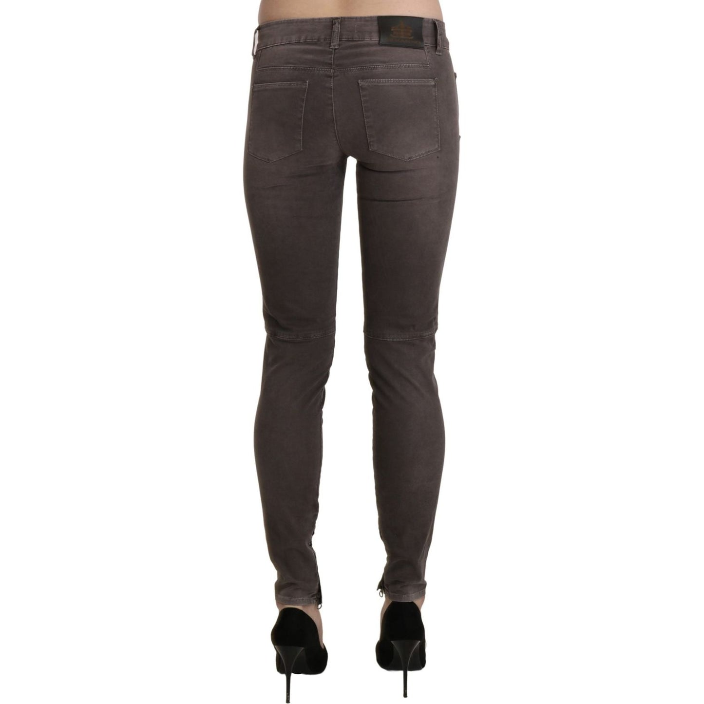 Ermanno Scervino Chic Brown Low Waist Skinny Trousers Ermanno Scervino Dark Slate Gray