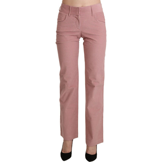 Ermanno Scervino Pink Mid Waist Straight Trouser Cotton Pants