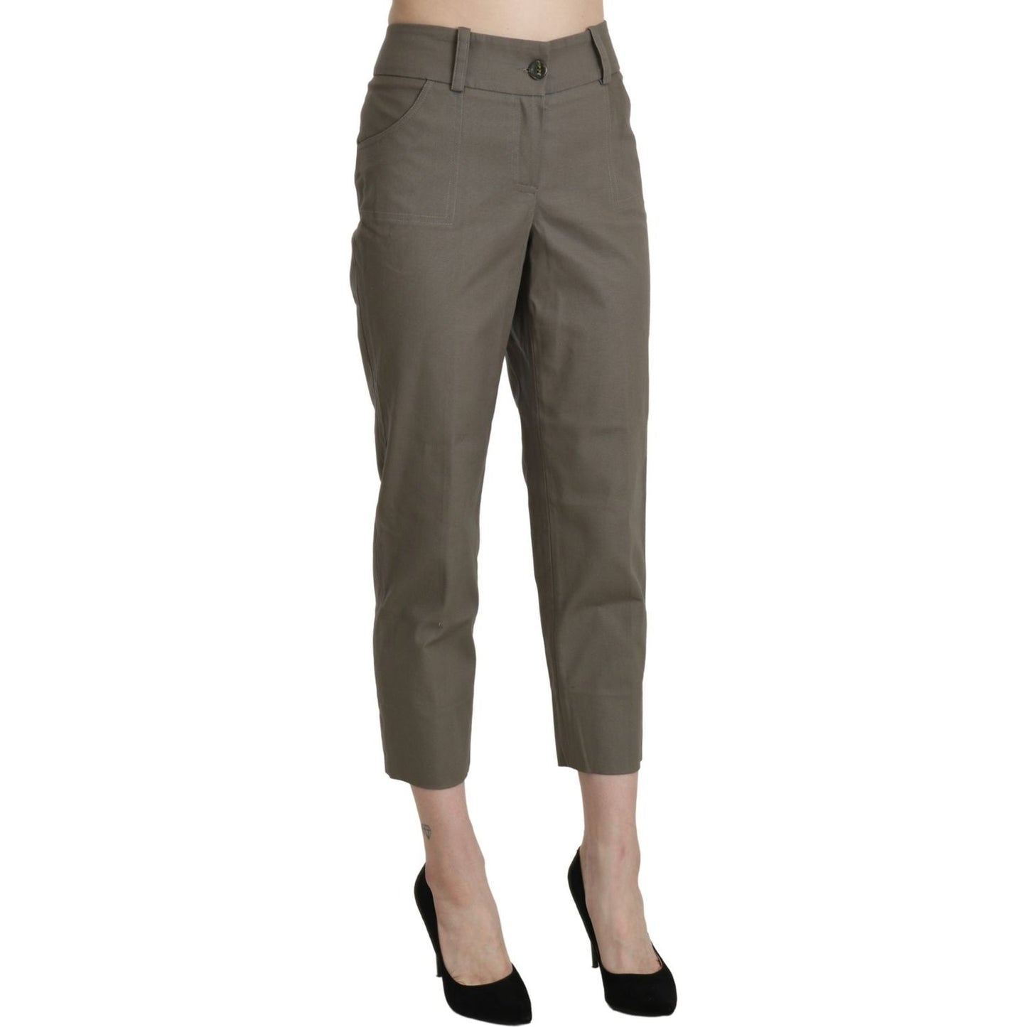BENCIVENGA Elegant High Waist Cropped Pants in Gray BENCIVENGA Dim Gray