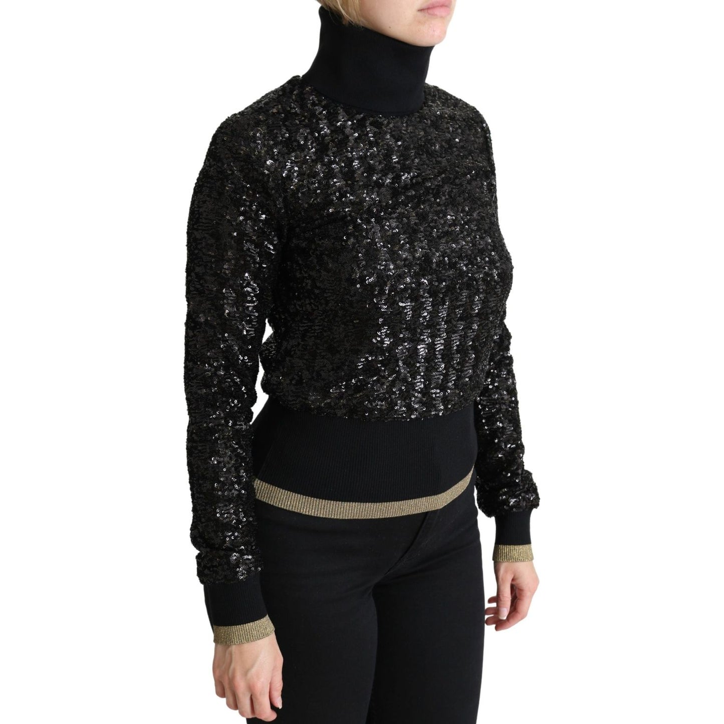 Dolce & Gabbana Elegant Sequined Turtleneck Sweater Dolce & Gabbana Black