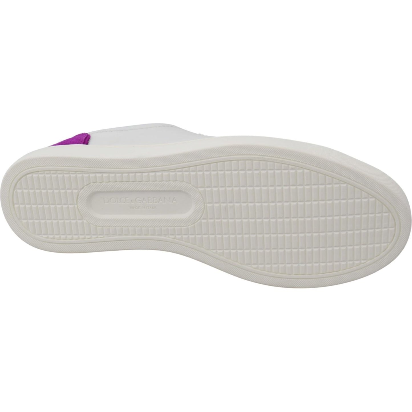 Dolce & Gabbana Chic White Leather Sneakers with Purple Accents WOMAN SNEAKERS Dolce & Gabbana Gray
