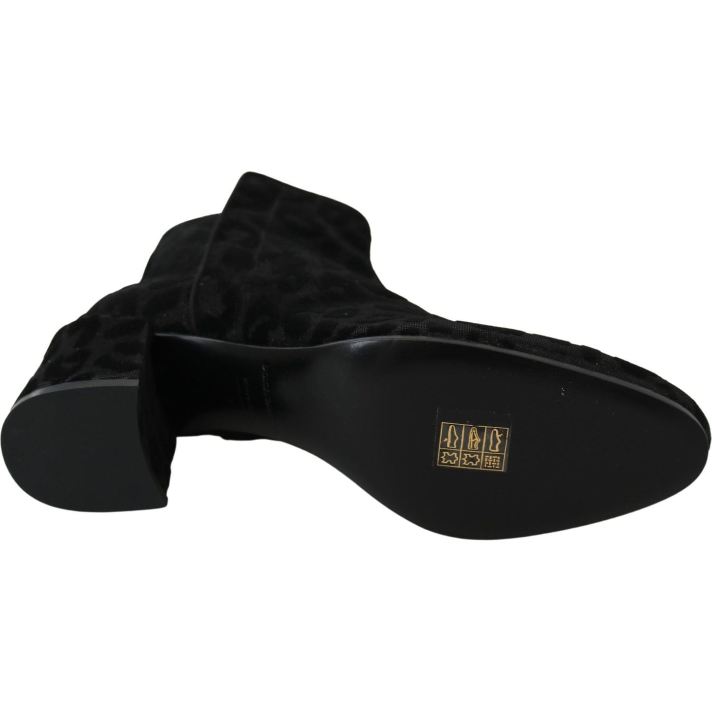 Dolce & Gabbana Elegant Black Leopard Print Short Boots Dolce & Gabbana Black