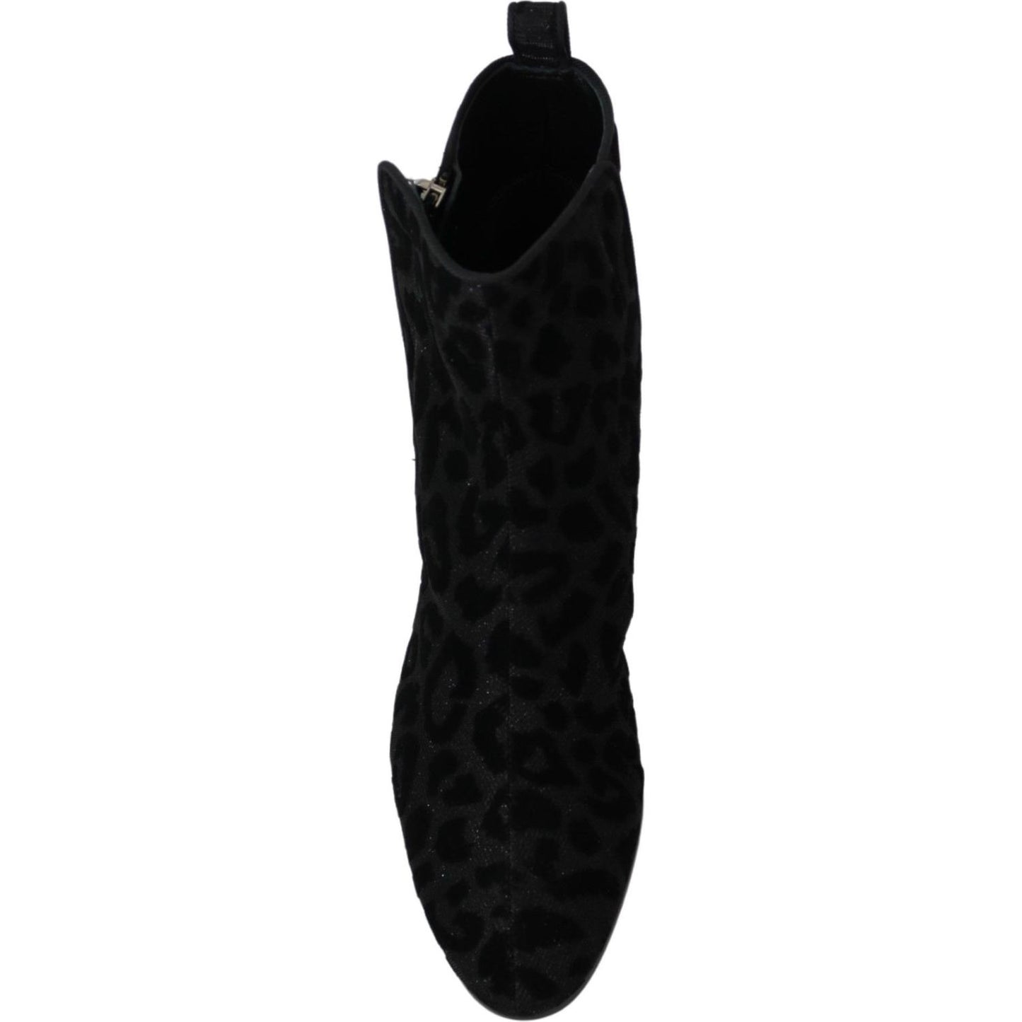 Dolce & Gabbana Elegant Black Leopard Print Short Boots Dolce & Gabbana Black