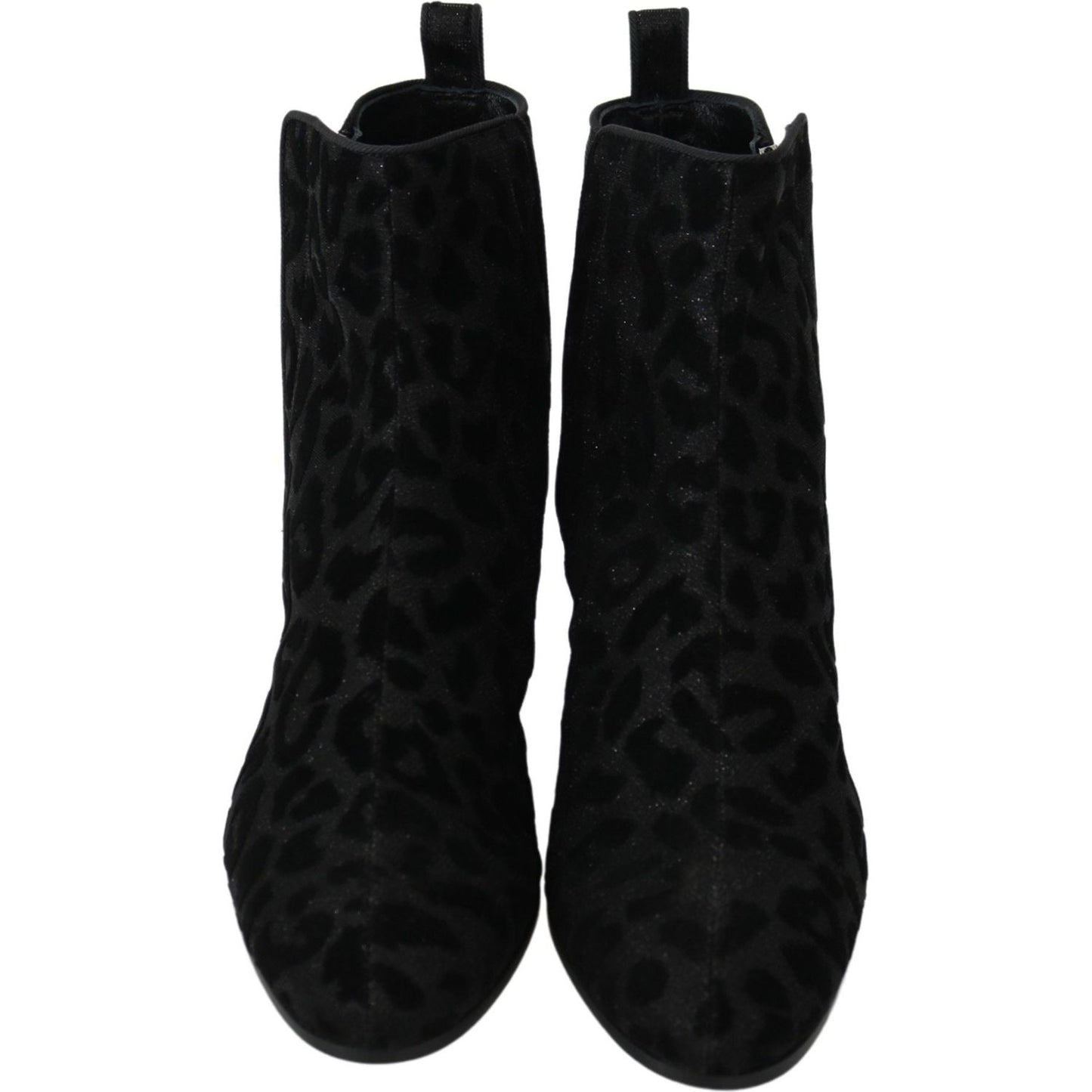 Dolce & Gabbana Elegant Black Leopard Print Short Boots Dolce & Gabbana Black