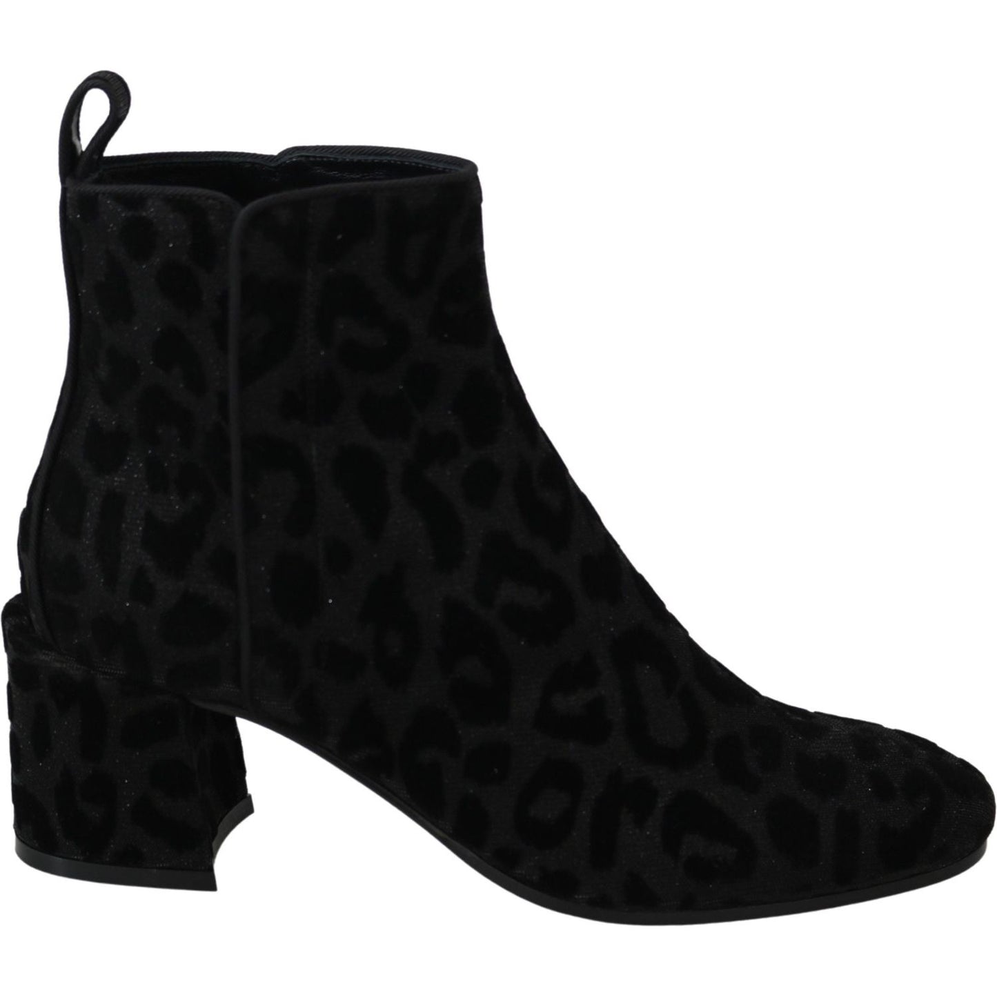 Dolce & Gabbana Elegant Black Leopard Print Short Boots Dolce & Gabbana Black