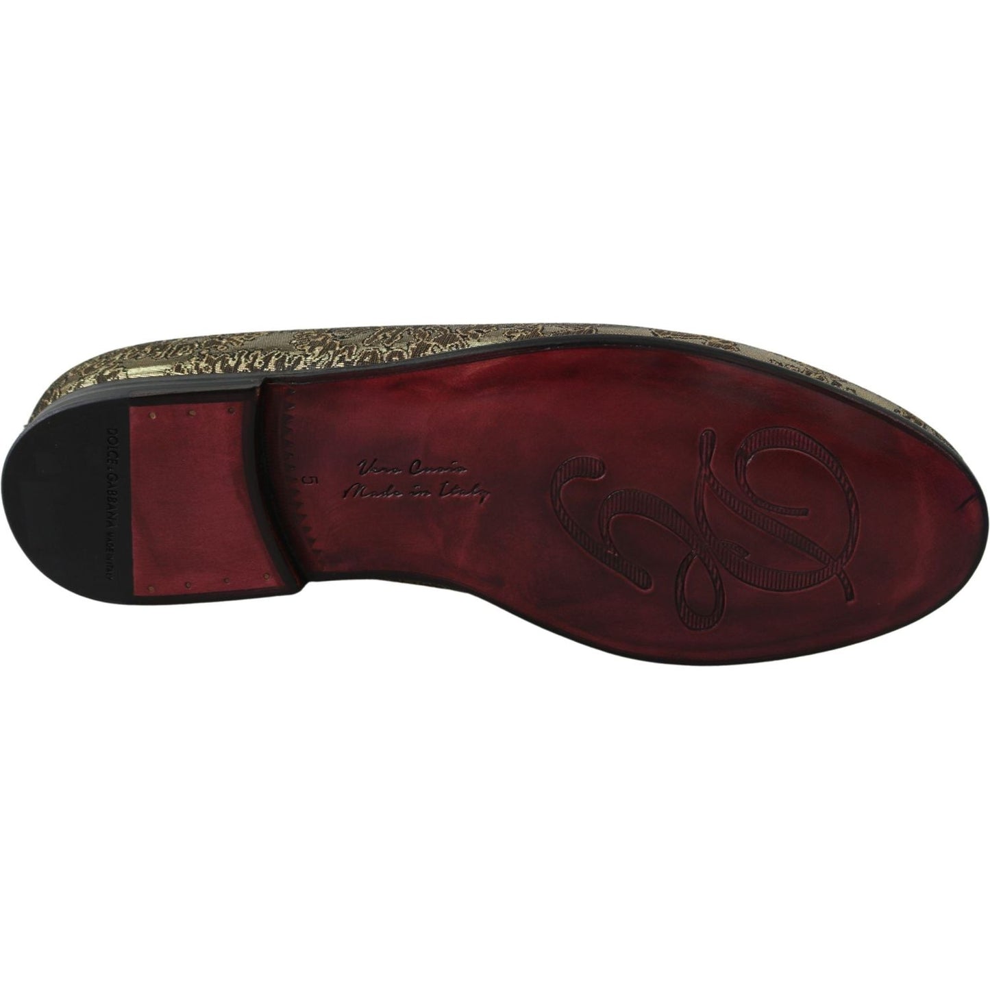 Dolce & Gabbana Gold Bordeaux Loafers Slides Dress Shoes Dolce & Gabbana Dark Slate Gray