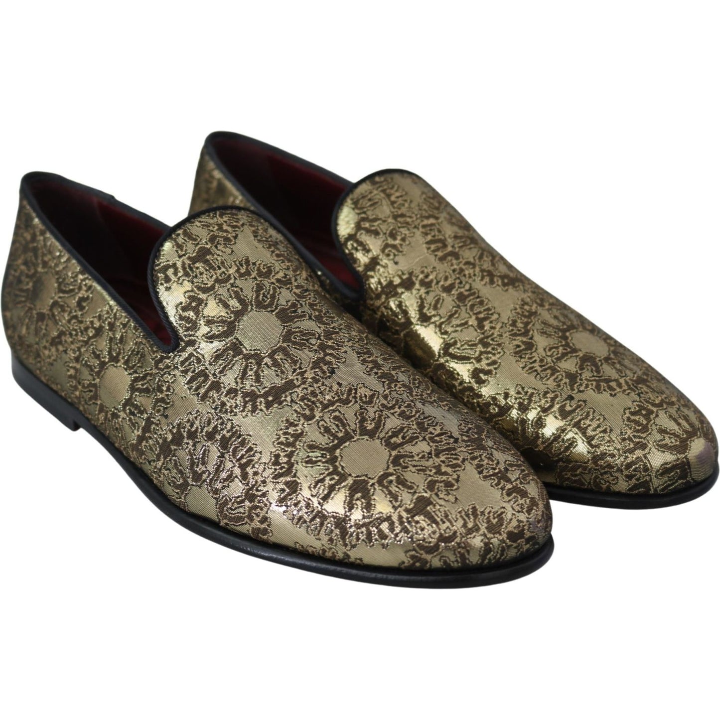 Dolce & Gabbana Gold Bordeaux Loafers Slides Dress Shoes Dolce & Gabbana Dark Slate Gray