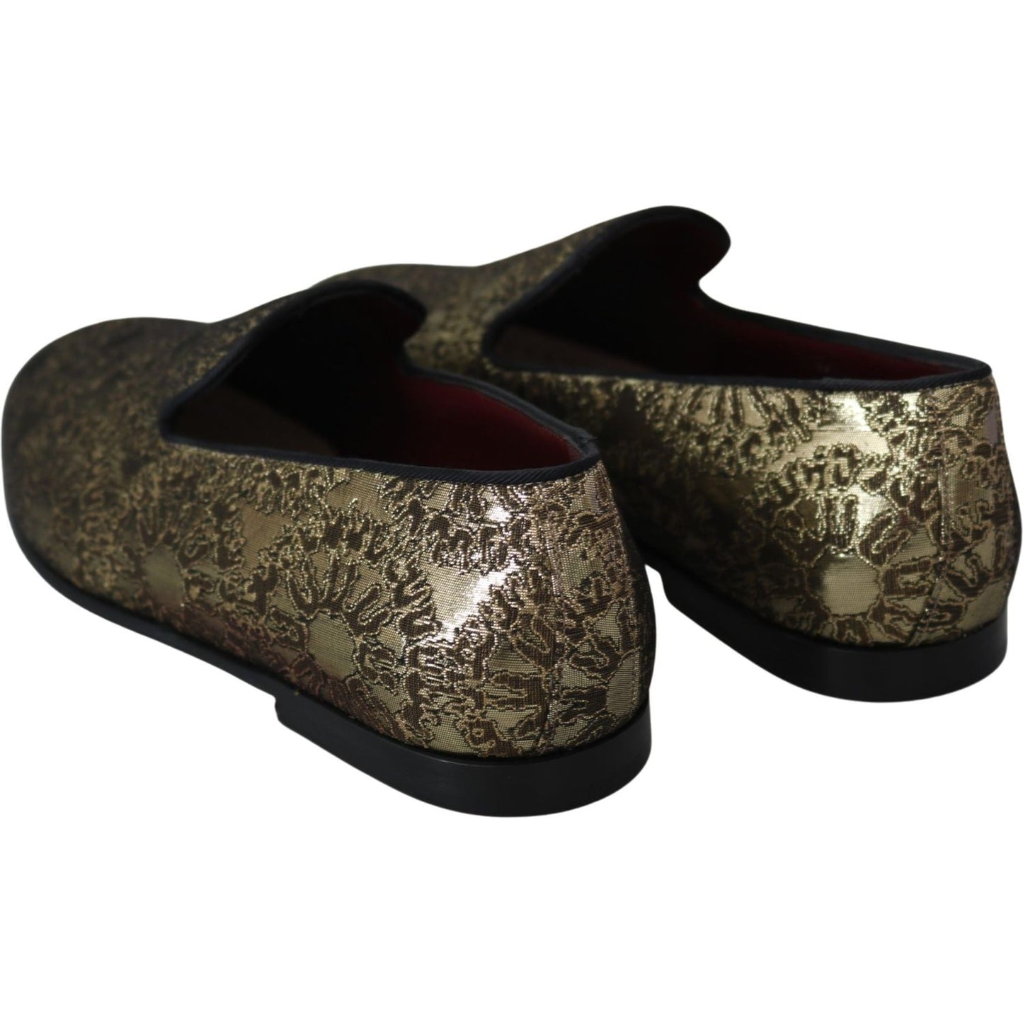 Dolce & Gabbana Gold Bordeaux Loafers Slides Dress Shoes Dolce & Gabbana Black