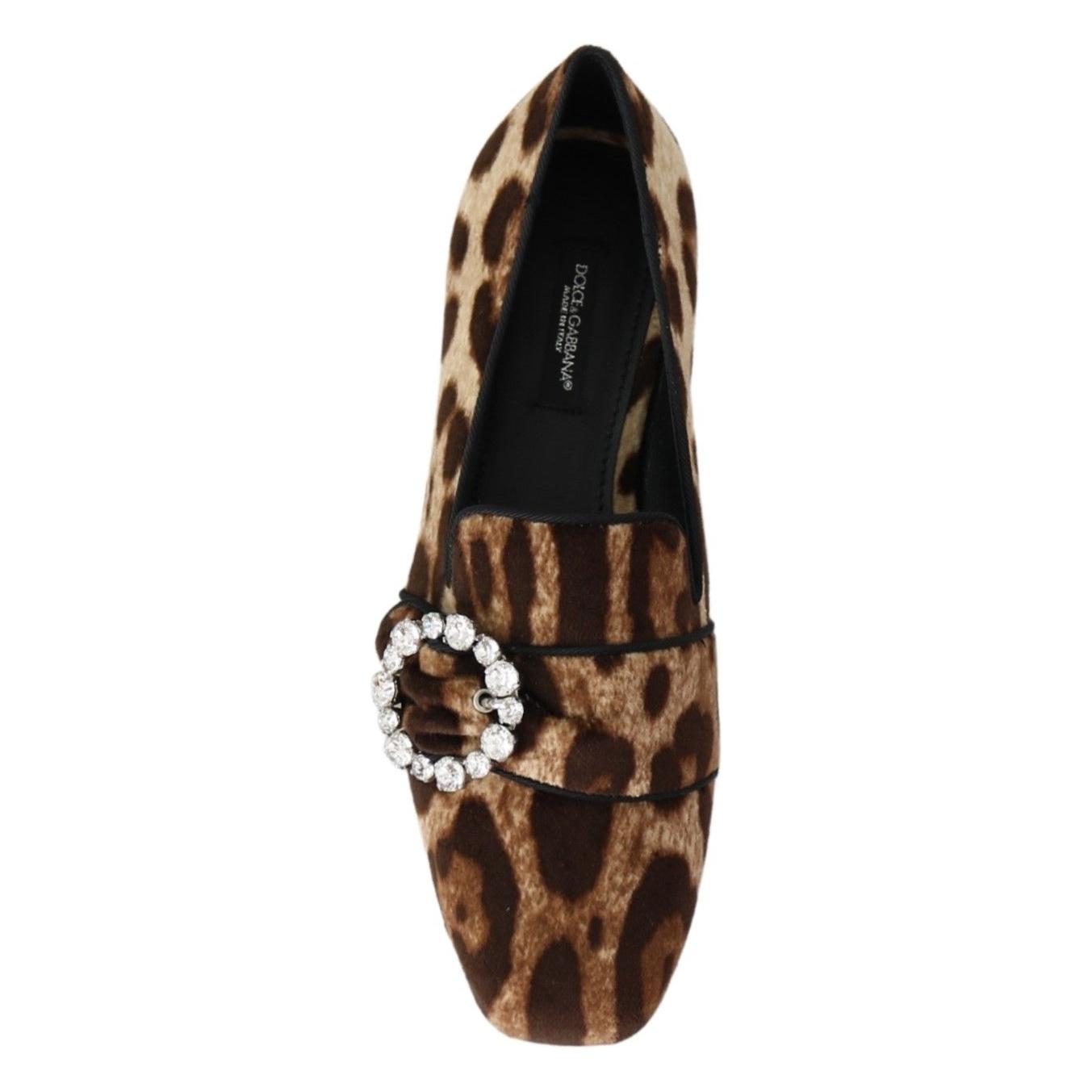 Dolce & Gabbana Leopard Print Crystal Embellished Loafers Dolce & Gabbana Black