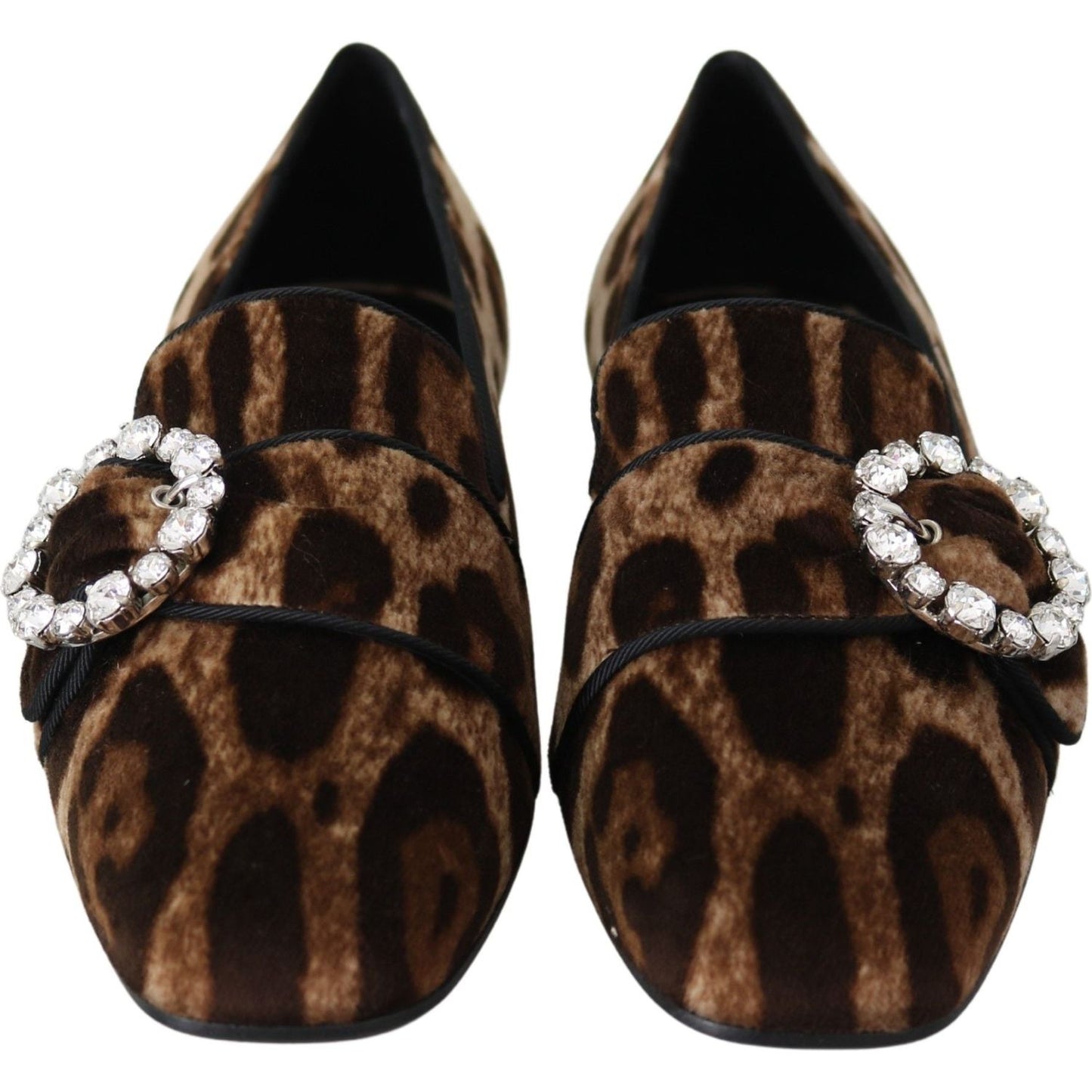 Dolce & Gabbana Leopard Print Crystal Embellished Loafers Dolce & Gabbana Black