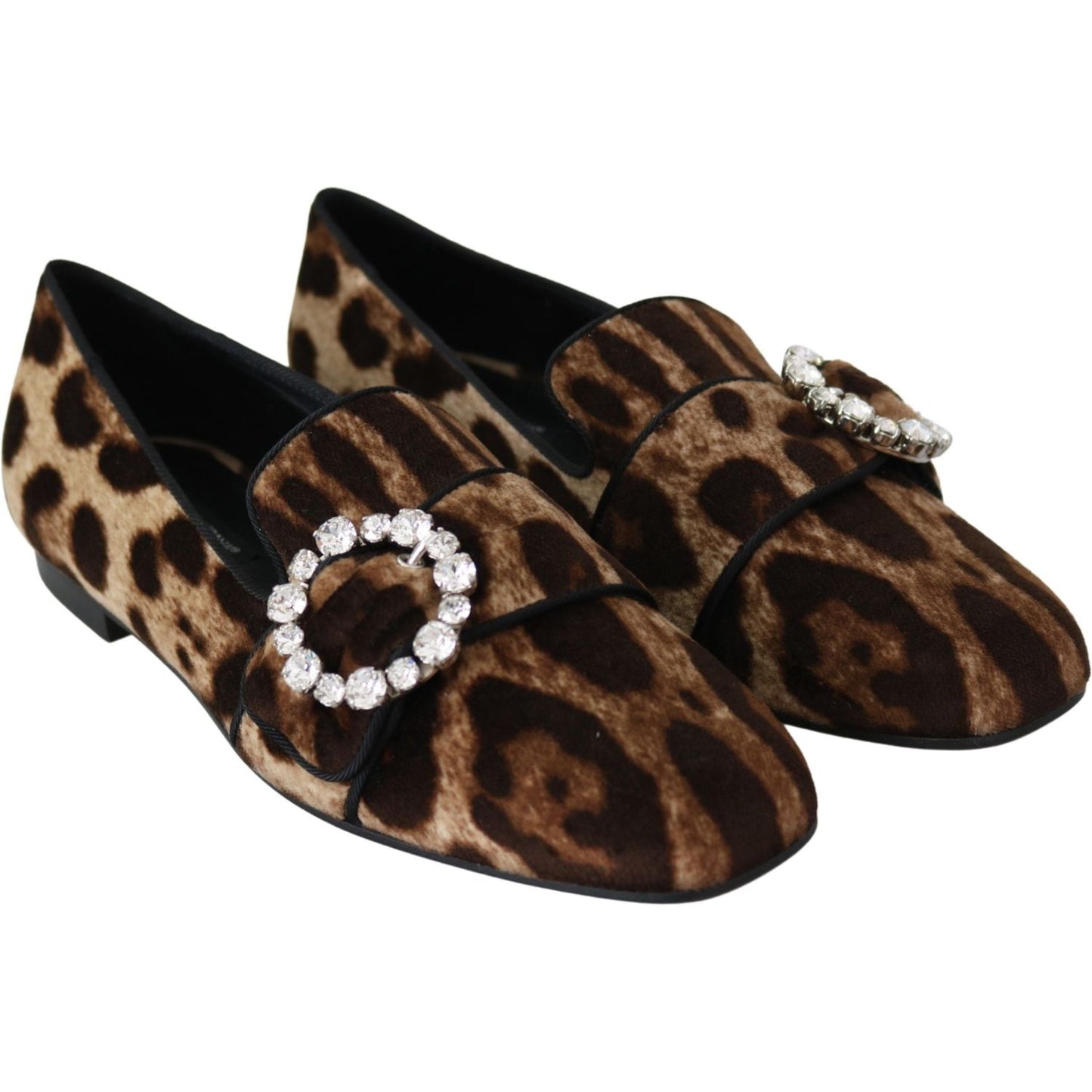 Dolce & Gabbana Leopard Print Crystal Embellished Loafers Dolce & Gabbana Black