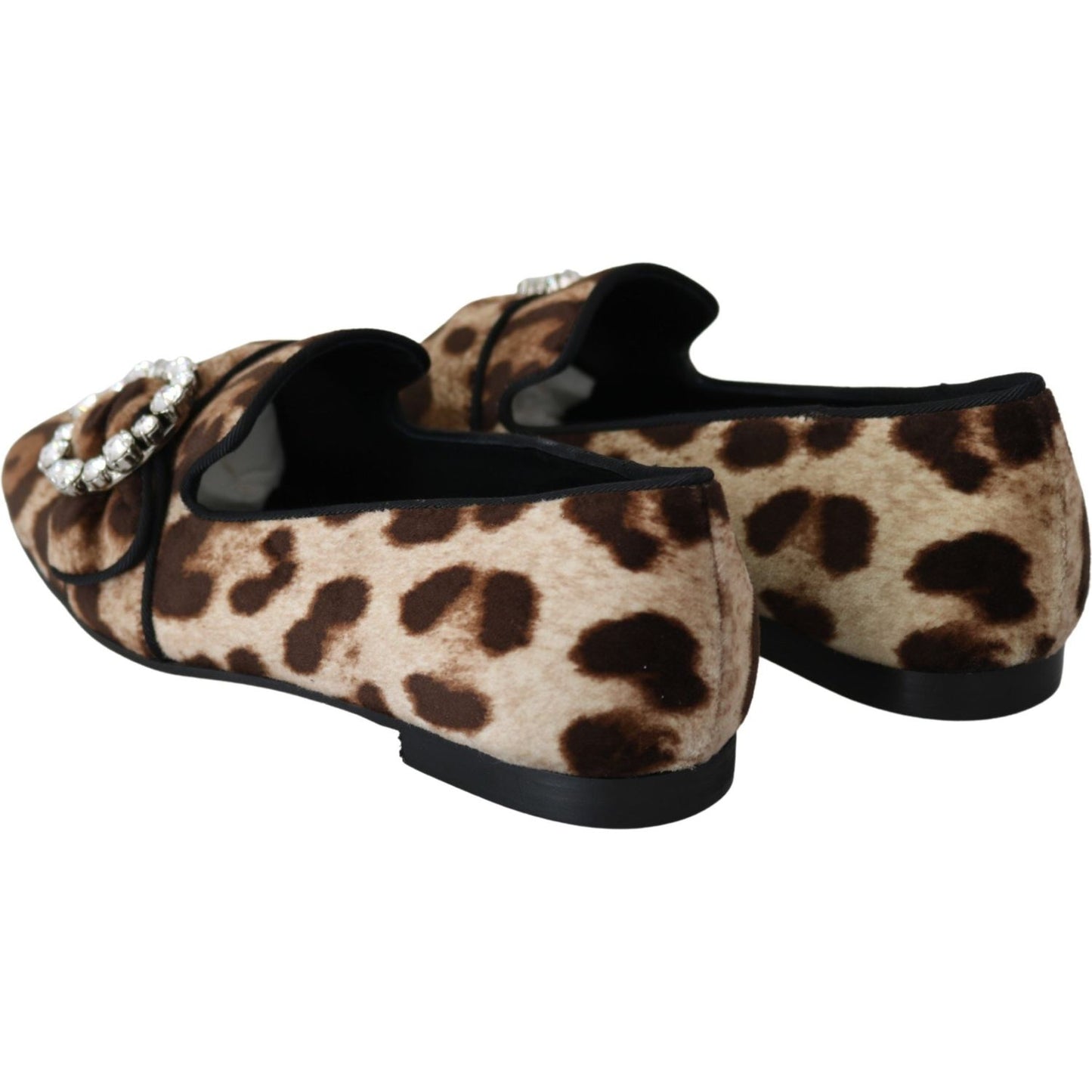 Dolce & Gabbana Leopard Print Crystal Embellished Loafers Dolce & Gabbana Tan
