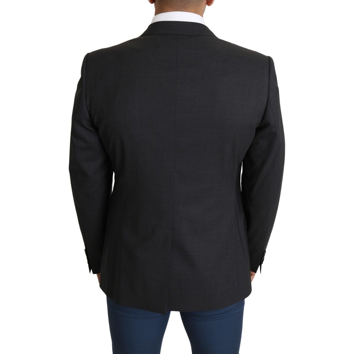 Dolce & Gabbana Elegant Gray Wool Silk Blend Slim Fit Blazer Dolce & Gabbana Dark Slate Gray