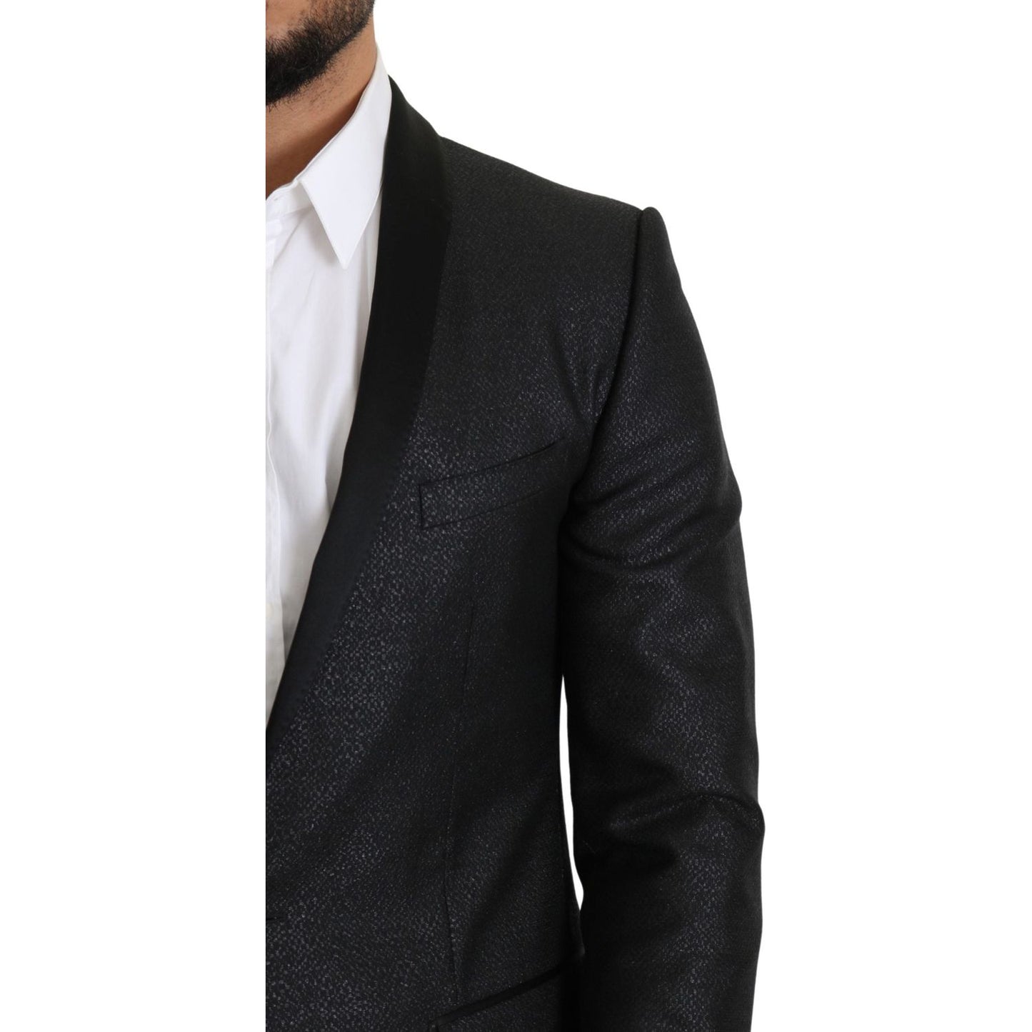 Dolce & Gabbana Elegant Black Jacquard Slim Fit Blazer Dolce & Gabbana Black